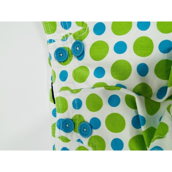 Mini Boden Shorts Size 10Y White W/Blue & Green Polka Dots Side Zipper 4 Pockets - Picture 12 of 14